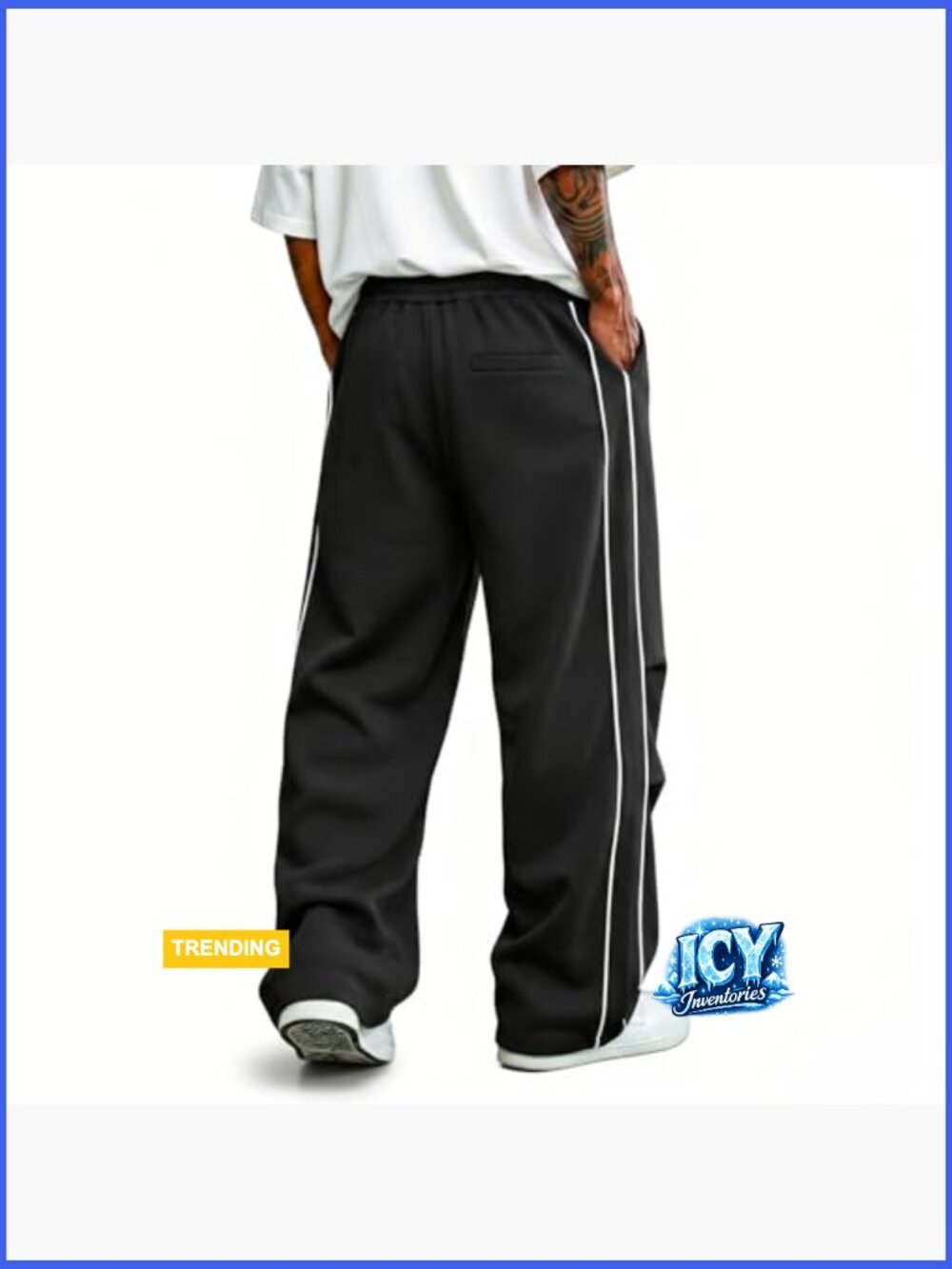 Baggy Sweatpants Wide Leg Track Pants Open Bottom Loose Fit Streetwear - Picture 4 of 7